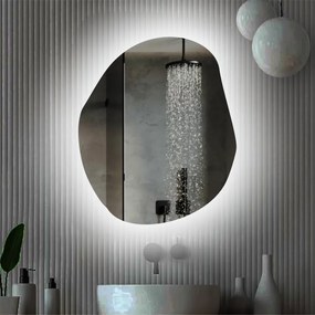 Stewehome Οβάλ Ασύμμετρος Καθρέφτης Μπάνιου με LED Φωτισμό 62x77 cm