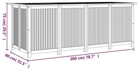 Μπαούλο Αποθήκευσης Κήπου 200x80x75 εκ. από Μασίφ Ξύλο Ακακίας  - Καφέ