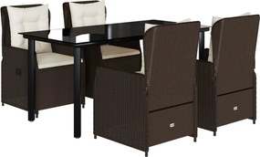 vidaXL Σετ Τραπεζαρίας Κήπου 5 Τεμαχίων Καφέ Συνθ. Ρατάν με Μαξιλάρια