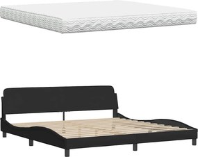 VidaXL Κρεβάτι με Στρώμα Hanko Μαύρο 200x200 εκ. Υφασμάτινο