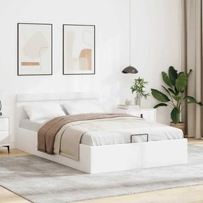 vidaXL Πλαίσιο Κρεβατιού με Αποθ. Χώρο/LED Λευκό 120x200 εκ. Δερματίνη