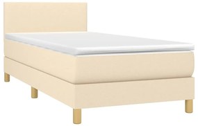 Κρεβάτι Boxspring με Στρώμα Κρεμ 90x190 εκ.Υφασμάτινο - Κρεμ