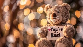 Intra Συλλεκτικό Ξύλινο Παζλ Plywood 4mm - Teddy Bear που κρατά το σήμα «Είσαι ο καλύτερος». Σε Ξύλινο Κουτί - Διαστάσεις Puzzle: 10x10 cm – 25 κομμάτια