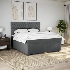 vidaXL Κρεβάτι Boxspring με Στρώμα Σκούρο Γκρι 180x200 εκ Υφασμάτιν