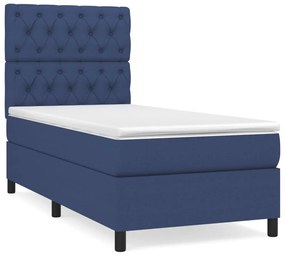 vidaXL Κρεβάτι Boxspring με Στρώμα Μπλε 80x200 εκ. Υφασμάτινο