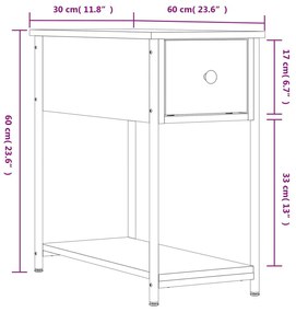 Κομοδίνα 2 τεμ. Sonoma Δρυς 30 x 60 x 60 εκ. από Επεξεργ. Ξύλο - Καφέ