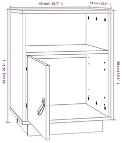 Κομοδίνα 2 τεμ. Λευκά 40 x 34 x 55 εκ. από Μασίφ Ξύλο Πεύκου - Λευκό