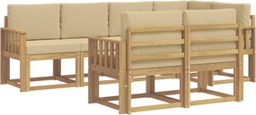 vidaXL Σειρά Καναπέ Εξωτερικού 7 pcs Λευκό και Μπεζ Πολυεστέρας