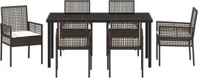 vidaXL Σέτ φαγητού για κήπο 7 pcs Καφέ συνθετικό ρατάν