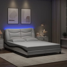 vidaXL Πλαίσιο κρεβατιού με LED χωρίς στρώμα Hvar Λευκό/Μαύρο 140x200εκ.