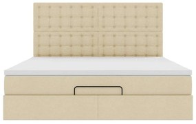 vidaXL Οθωμανικό κρεβάτι με στρώμα Cream 180x200cm ύφασμα