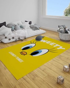 Παιδικό Χαλί Tweety Des.1 Warner Bros σε 2 Διαστάσεις 55x85cm Κίτρινο