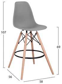 Σκαμπό μπαρ Renata Γκρί 58x56x107Υ εκ. 4αδα 58x56x107 εκ.