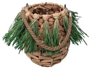 Φανάρι Ψάθινο Με Λαβή LUG104 M D22,5cm Beige-Green Espiel Metal,Wicker