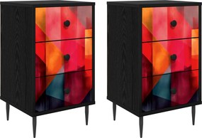 vidaXL Κομοδίνο HEESCH 2 τμχ. Μαύρη Δρυς 36 x 33 x 61 εκ.
