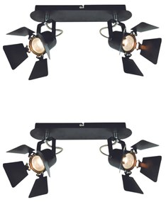 Φωτιστικό Οροφής - Πλαφονιέρα GU12015A-2B (x2) Mystik Packet Metal black ceiling lamp with rotating heads+ - 77-8865 - 51W - 100W - 77-8865