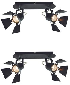 Φωτιστικό Οροφής - Πλαφονιέρα GU12015A-2B (x2) Mystik Packet Metal black ceiling lamp with rotating heads+ - 51W - 100W - 77-8865