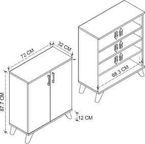 Ντουλάπι Lilly παπουτσοθήκη ανθρακί 72x32x88εκ