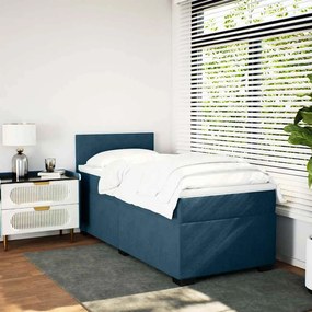 vidaXL Κρεβάτι Boxspring με Στρώμα Μπλε 100x200 εκ. Βελούδινο