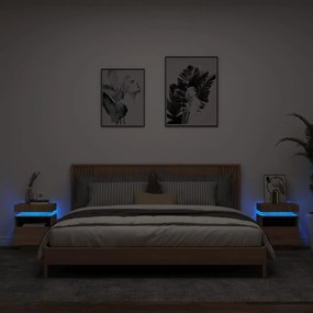 vidaXL Κομοδίνα με Φώτα LED 2 τεμ. Sonoma Δρυς 40x39x48,5 εκ.