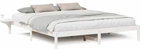 vidaXL Πλαίσιο κρεβατιού με κομοδίνα Λευκό 200 x 200 cm Λευκό