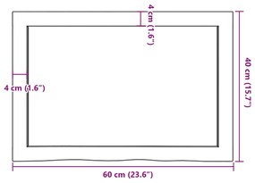 Ράφι Τοίχου Σκούρο Καφέ 60x40x(2-6) εκ. Επεξ. Μασίφ Ξύλο Δρυός - Καφέ