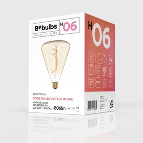 LED Filament Λαμπτήρας H06 Cone 140 Μελί 8,5W E27 Dimmable 2200K