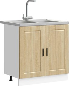 vidaXL Βάση νιπτήρα με αποθήκευση Porto 2 pcs Καφέ Επεξεργασμένο ξύλο