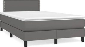 vidaXL Κρεβάτι Boxspring με Στρώμα &amp; LED Γκρι 120x190 εκ. Συνθ. Δέρμα