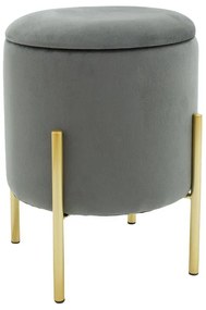 Stool Creativity velvet grey-golden D35x42cm 35x35x42 εκ.