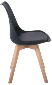 Καρέκλα MARTIN STRIPE Ξύλινο πόδι / PP Μαύρο 49x56x82cm (Σετ 4 ΤΕΜ)