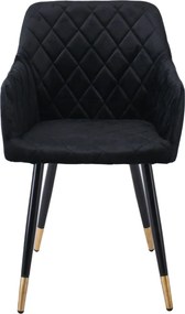 RENA Πολυθρόνα Μέταλλο Βαφή Μαύρο, Ύφασμα Velure, Απόχρωση Μαύρο   2τμχ