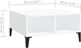 vidaXL Τραπεζάκι Σαλονιού Λευκό 60 x 60 x 30 εκ. Επεξεργασμένο Ξύλο