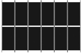 Διαχωριστικό Δωματίου με 6 Πάνελ Μαύρο 300x200 εκ. από Ύφασμα - Μαύρο
