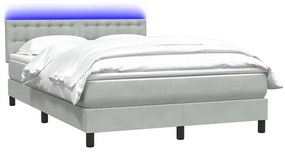 Κρεβάτι Boxspring με Στρώμα Ανοιχτό Γκρι 140x210 εκ. Βελούδινο - Γκρι