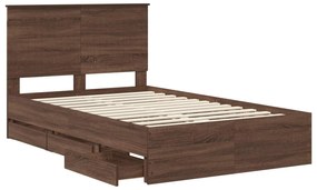 vidaXL Σκελετός Κρεβατιού Καφέ δρυς 120 x 200 cm Μηχανήματος Ξύλο