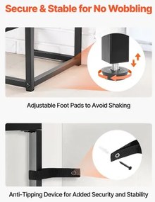 VEVOR 2-Tier Glass Console Table Rectangle Sofa Side Table with Anti-Tip Black