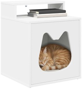 vidaXL Σπίτι Γάτας Λευκό 42,5 x 40 x 53,5 εκ Επεξεργασμένο ξύλο