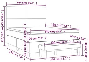 Κρεβάτι Boxspring με Στρώμα Ανοιχτό Γκρι 140x190 εκ. Υφασμάτινο - Γκρι