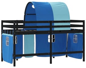 Υπερυψ. Κρεβάτι με Τούνελ Μπλε 90 x 190 εκ. Μασίφ Ξύλο Πεύκου - Μπλε