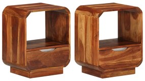 vidaXL Κομοδίνο με Συρτάρι 2 τεμ. 40 x 30 x 50 εκ. Μασίφ Ξύλο Ακακίας