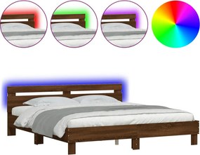 vidaXL Πλαίσιο Κρεβατιού με Κεφαλάρι/LED Καφέ δρυς 200x200 εκ.