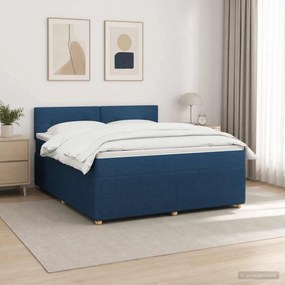 vidaXL Κρεβάτι box spring με στρώμα Μπλε 160 x 200 cm Ύφασμα