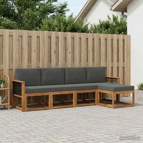vidaXL Σειρά Καναπέ Εξωτερικού 5 pcs Φυσικό και Ανθρακί Πολυεστέρας