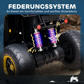 AIYAPLAY Ηλεκτρικό Τετράτροχο για Παιδιά, 3-6 km/h, Προβολείς LED, Μουσική, USB, για 3-8 ετών, Κίτρινο