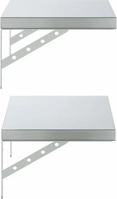 vidaXL Ράφια Τοίχου 2 τεμ. Ασημί 50x30 εκ. Ανοξείδωτο Ατσάλι