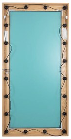 GloboStar® MAKEUP MIRROR-160x80-1 Μοντέρνος Καθρέπτης Μακιγιάζ με Πλαίσιο Φυσικού Ξύλου με Διακόπτη On/Off 20 x E27 AC220-240V - Μ80 x Π7 x Υ160cm - Μπεζ Δρυς