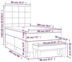 Κρεβάτι Boxspring με Στρώμα Μαύρο 80 x 200 εκ. Υφασμάτινο - Μαύρο