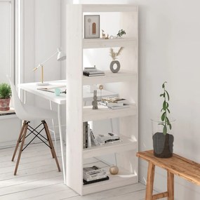 vidaXL Βιβλιοθήκη/Διαχωριστικό Χώρου Λευκή 60x30x167,5 εκ. Μασίφ Πεύκο