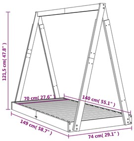 ΠΛΑΙΣΙΟ ΚΡΕΒΑΤΙΟΥ ΜΑΥΡΟ70 X 140 ΕΚ. ΑΠΟ ΜΑΣΙΦ ΞΥΛΟ ΠΕΥΚΟΥ 834527